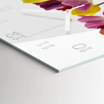 Vierkante glas klok Kleurrijke tulpen