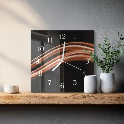 Vierkante glazen wandklok Abstracte lijnen