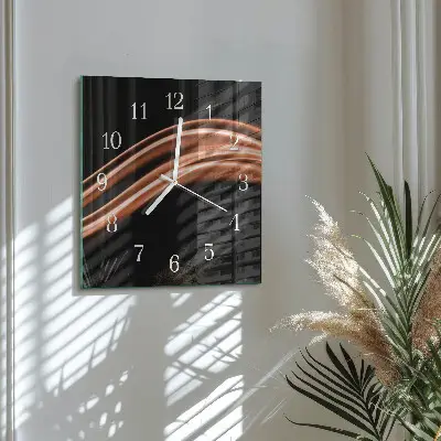 Vierkante glazen wandklok Abstracte lijnen