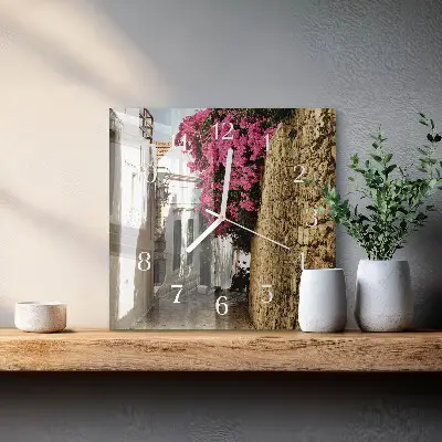 Decoratieve glazen klok vierkant Bloemenlaan
