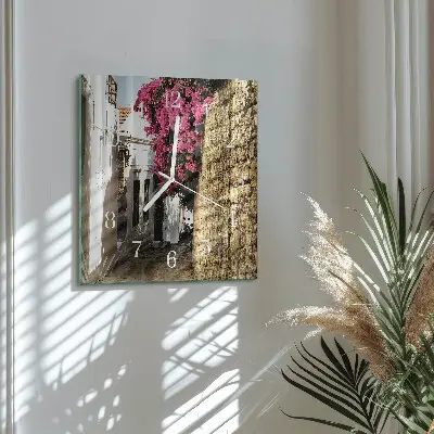 Decoratieve glazen klok vierkant Bloemenlaan