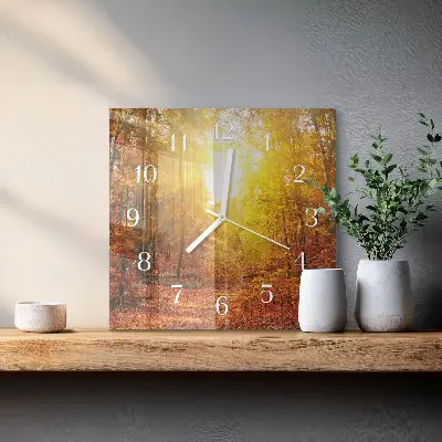 Vierkante glas klok Herfstbos
