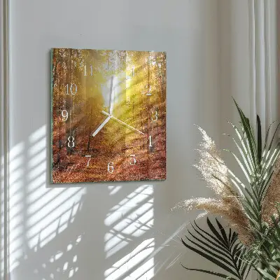 Vierkante glas klok Herfstbos