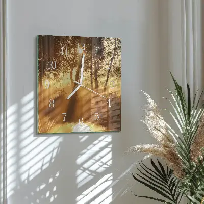 Decoratieve glazen klok vierkant Bomen in de mist