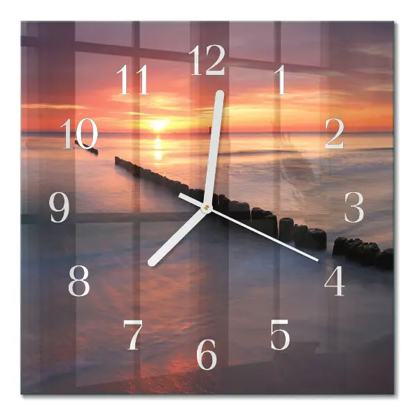 Moderne wandklok glas vierkant Zon van de zee