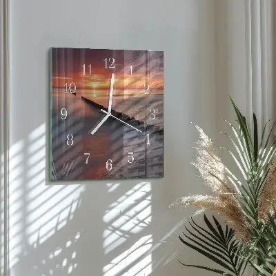 Moderne wandklok glas vierkant Zon van de zee