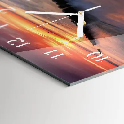 Moderne wandklok glas vierkant Zon van de zee