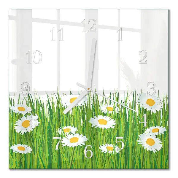 Moderne wandklok glas vierkant Madeliefje
