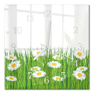 Moderne wandklok glas vierkant Madeliefje
