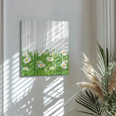 Moderne wandklok glas vierkant Madeliefje