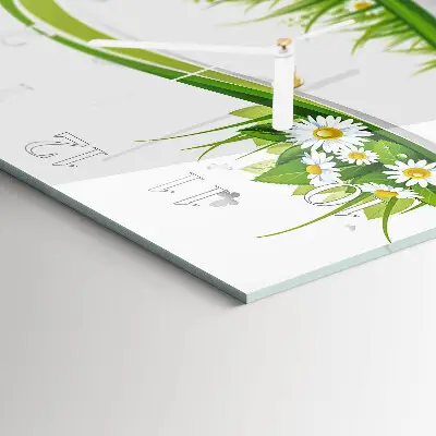 Vierkante glazen wandklok Madeliefje