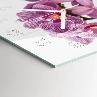 Moderne wandklok glas vierkant Orchideeën