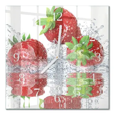 Vierkante glas klok Aardbeien