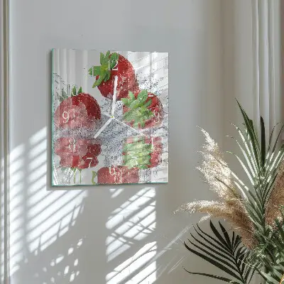 Vierkante glas klok Aardbeien
