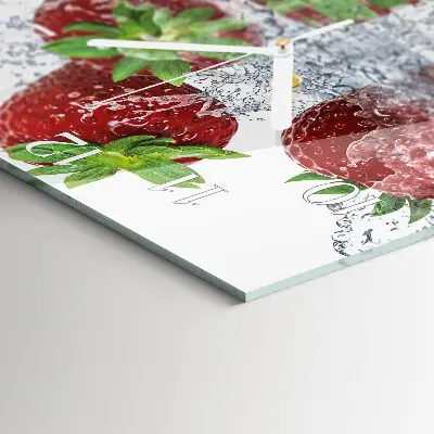 Vierkante glas klok Aardbeien