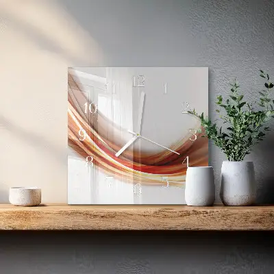 Vierkante glazen wandklok Abstracte lijnen