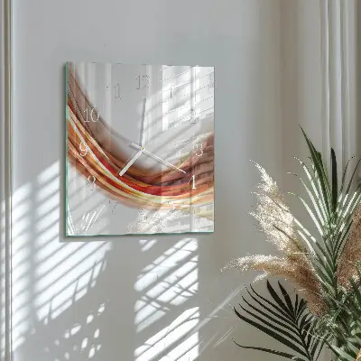 Vierkante glazen wandklok Abstracte lijnen