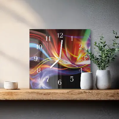 Moderne wandklok glas vierkant Abstracte kunst