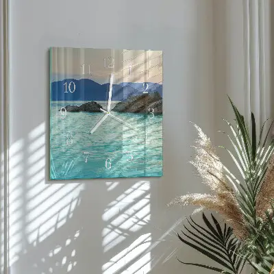 Vierkante glas klok Zee-eiland