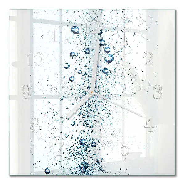 Vierkante glazen wandklok Water