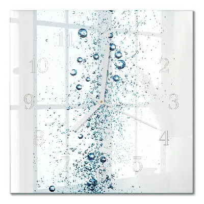 Vierkante glazen wandklok Water