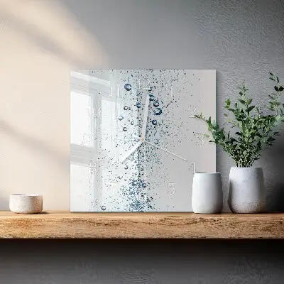 Vierkante glazen wandklok Water