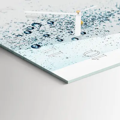 Vierkante glazen wandklok Water