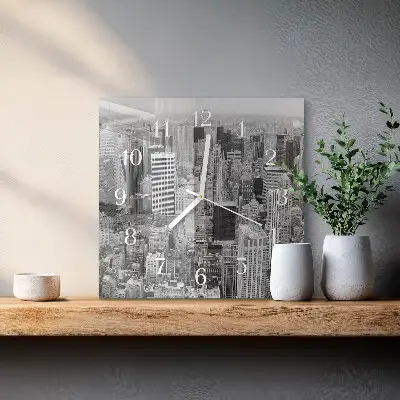 Vierkante glazen wandklok Horizon