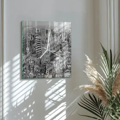 Vierkante glazen wandklok Horizon