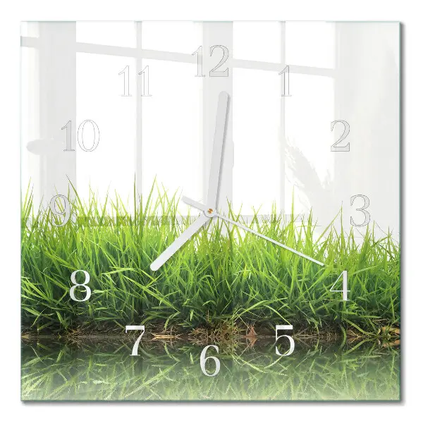 Moderne wandklok glas vierkant Gras