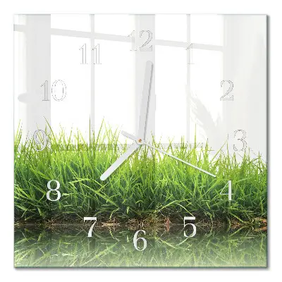 Moderne wandklok glas vierkant Gras