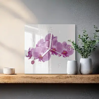 Decoratieve glazen klok vierkant Orchidee