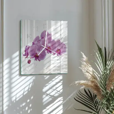 Decoratieve glazen klok vierkant Orchidee