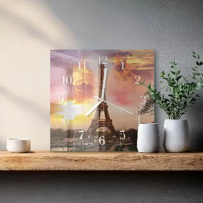 Vierkante glas klok Eiffeltoren parijs