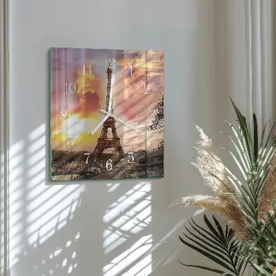 Vierkante glas klok Eiffeltoren parijs