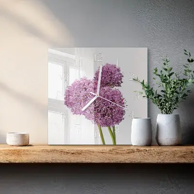 Decoratieve glazen klok vierkant Bloem