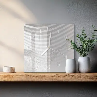 Moderne wandklok glas vierkant Abstracte lijnen
