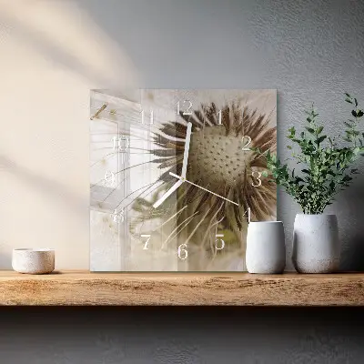 Vierkante glas klok Paardebloem