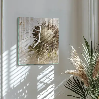 Vierkante glas klok Paardebloem