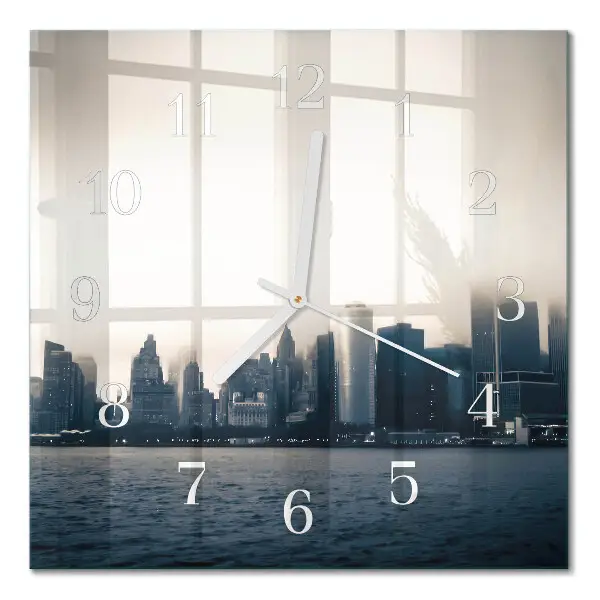 Moderne wandklok glas vierkant Horizon