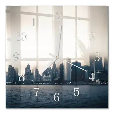 Moderne wandklok glas vierkant Horizon