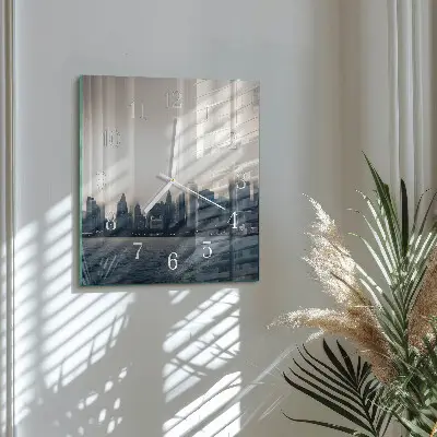 Moderne wandklok glas vierkant Horizon