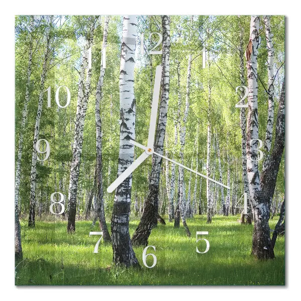 Decoratieve glazen klok vierkant Berkenbos