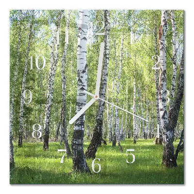 Decoratieve glazen klok vierkant Berkenbos