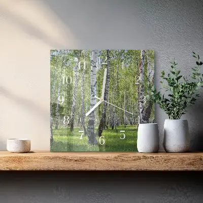 Decoratieve glazen klok vierkant Berkenbos