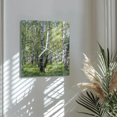 Decoratieve glazen klok vierkant Berkenbos