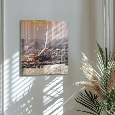 Vierkante glas klok Stad