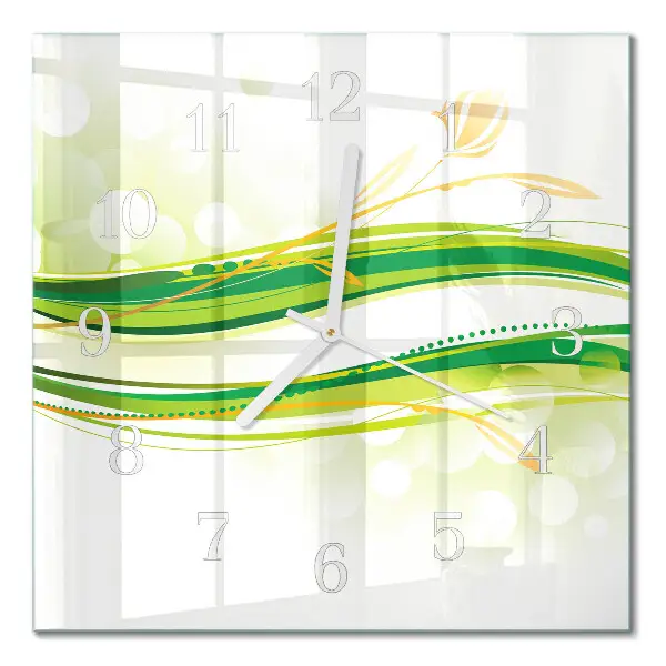 Vierkante glazen wandklok Abstracte lijnen