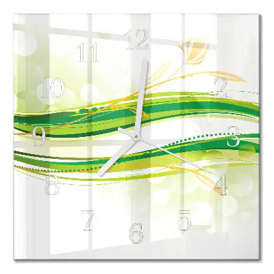 Vierkante glazen wandklok Abstracte lijnen
