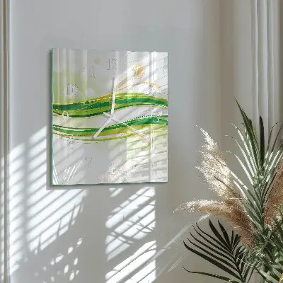 Vierkante glazen wandklok Abstracte lijnen